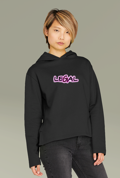Legal Pink Glow Woman's Organic Relaxed Fit Hoodie - Comfortable Hooded Sweatshirt for Women, Trendy Casual Pullover, Soft Organic Cotton