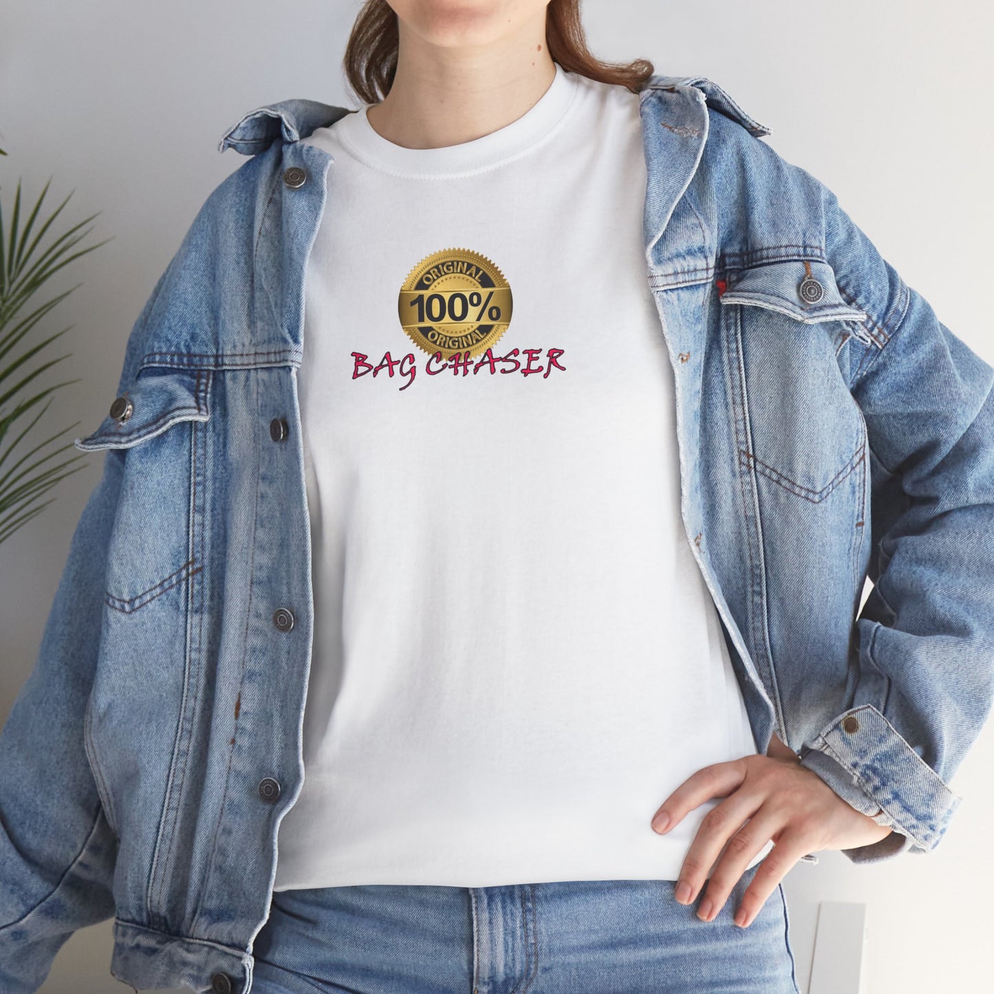 100% Bag Chaser Pink - Unisex Heavy Cotton Tee