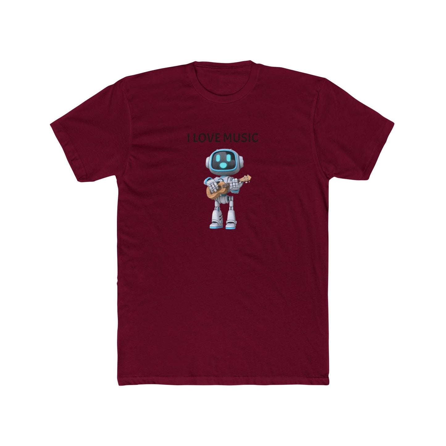 I Love Music Robot Man - Unisex Cotton Crew Tee