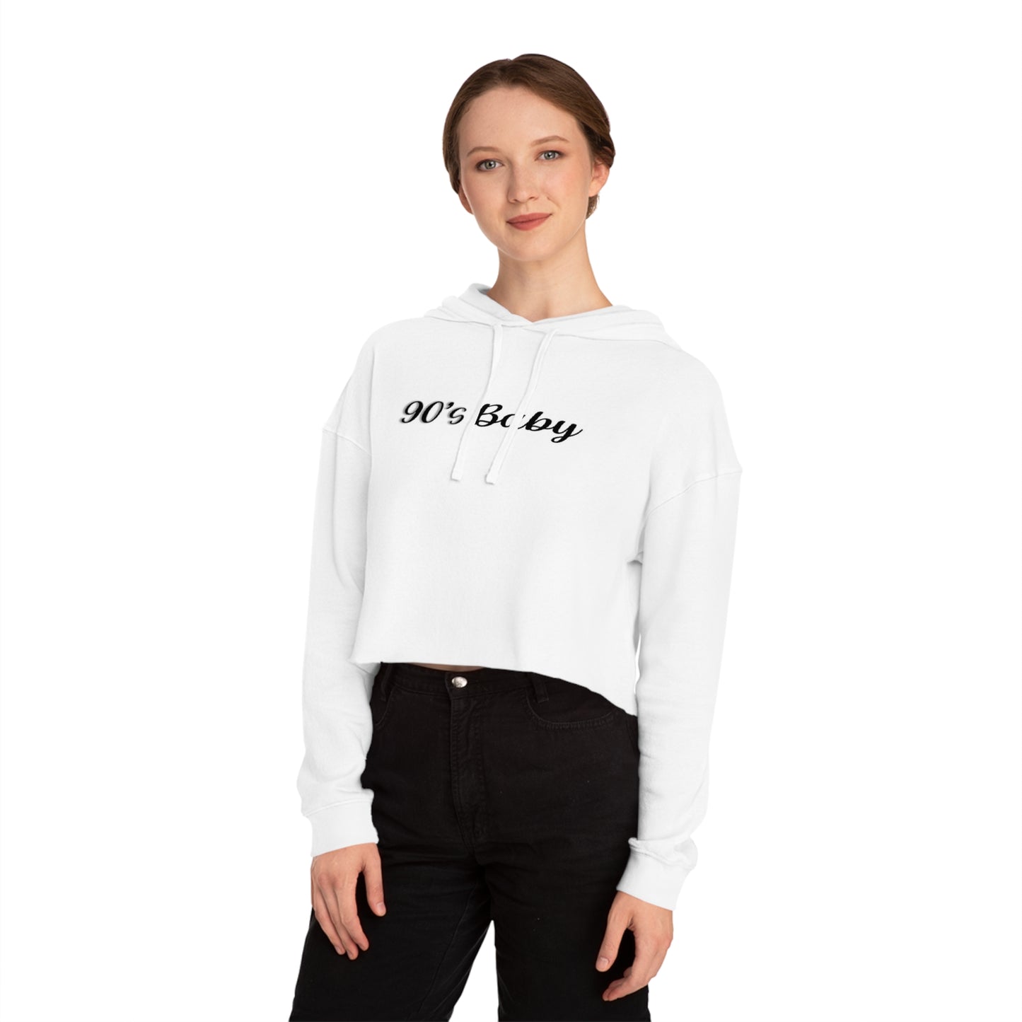 90's Baby - Womens Cropped Hooded Sweatshirt