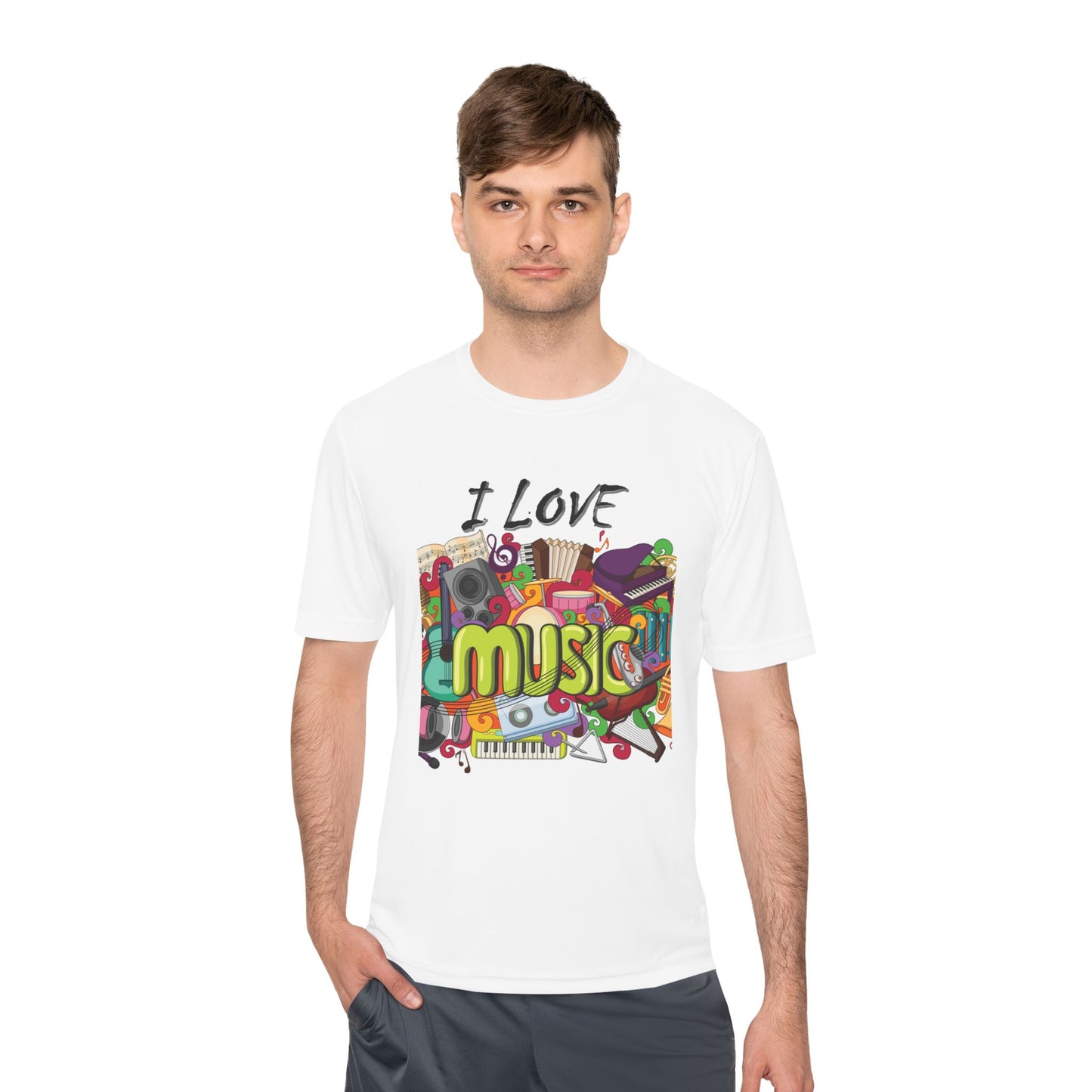 I Love Music- Unisex Moisture Wicking Tee