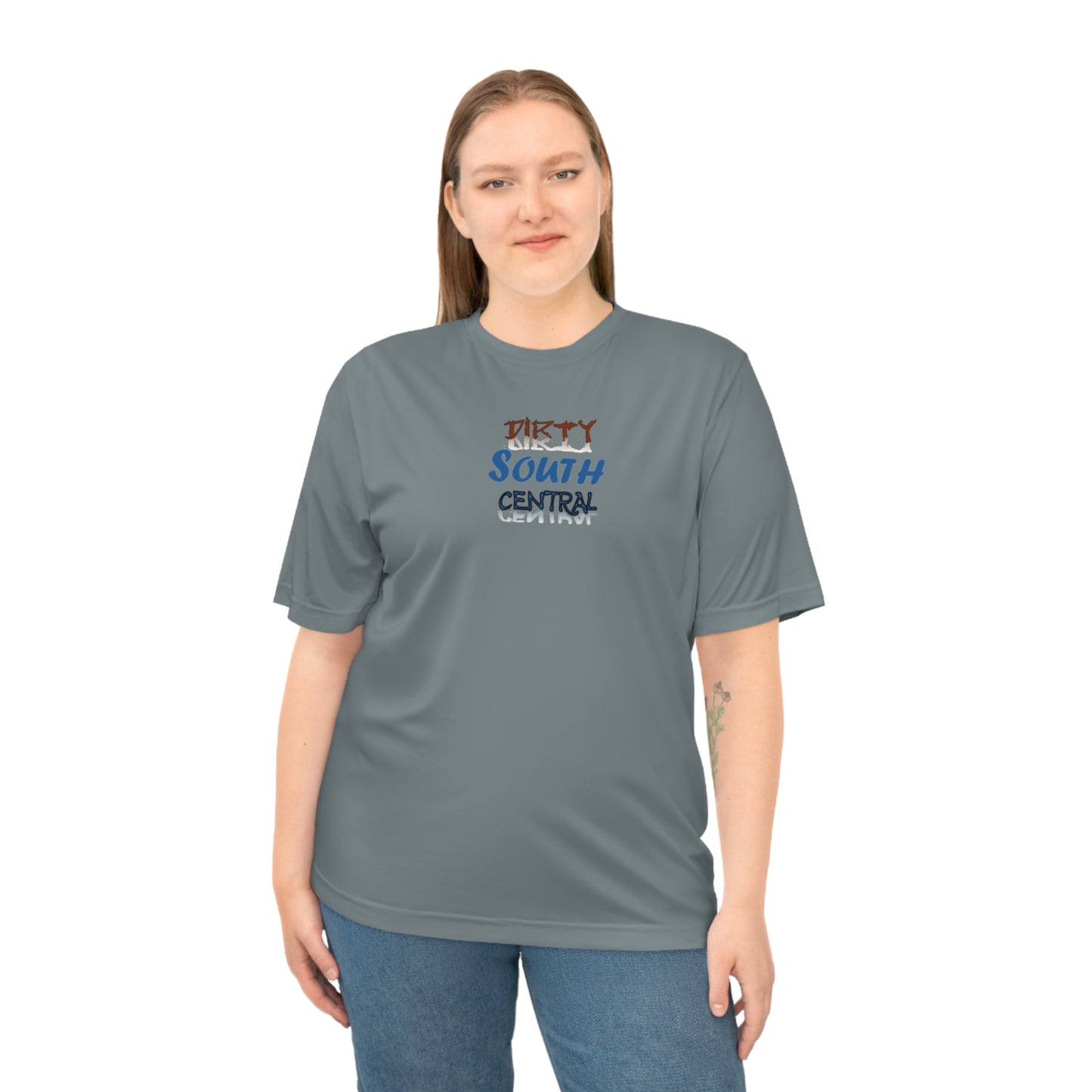 Dirty South Central Blue Unisex Performance T-shirt, Stylish Athletic Tee, Casual Wear, Sports Shirt, Gift for Music Lovers, Comfortable