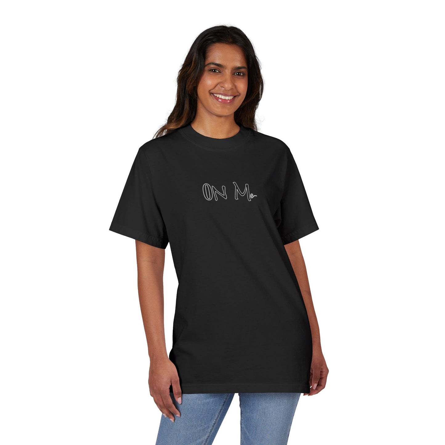On Me Grey - Unisex Tee Shirt, Garment-Dyed T-Shirt, Drop-Shoulder Top, Grey Tshirt for Men and Women