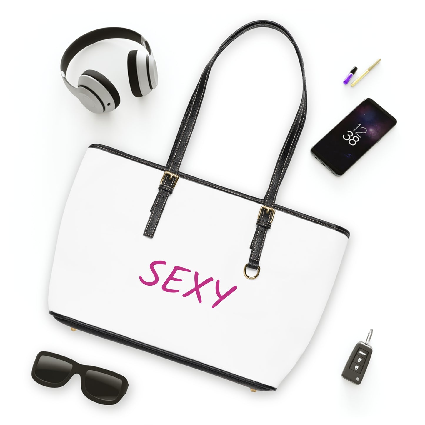 Sexy (Pink Ink) - PU Leather Shoulder Bag