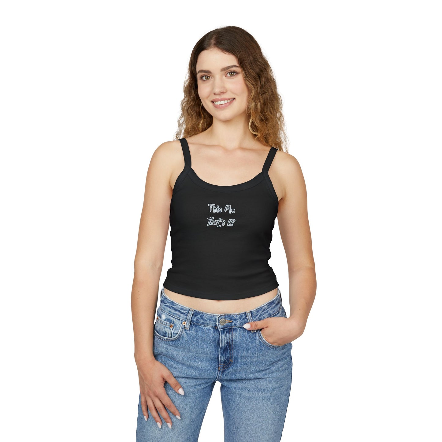 This Me That's U? - Women's Spaghetti Strap Tank Top, Casual Summer Top, Cute Layering Blouse, Fashionable Crop Top, Gift for Her