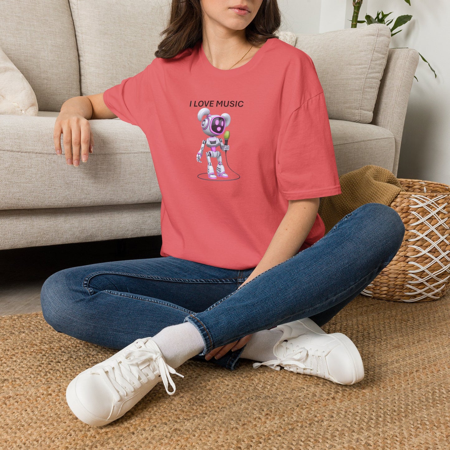 I Love Music Robot Woman - Unisex Soft style T-Shirt