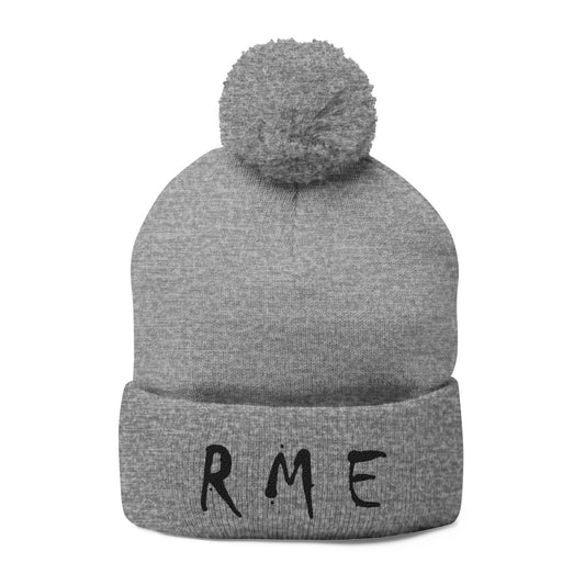 Cozy RME Pom-Pom Knit Cap - Stylish Winter Beanie, Custom Embroidery, Perfect for Gifts, Warm Accessories, Christmas, Outdoor Adventures