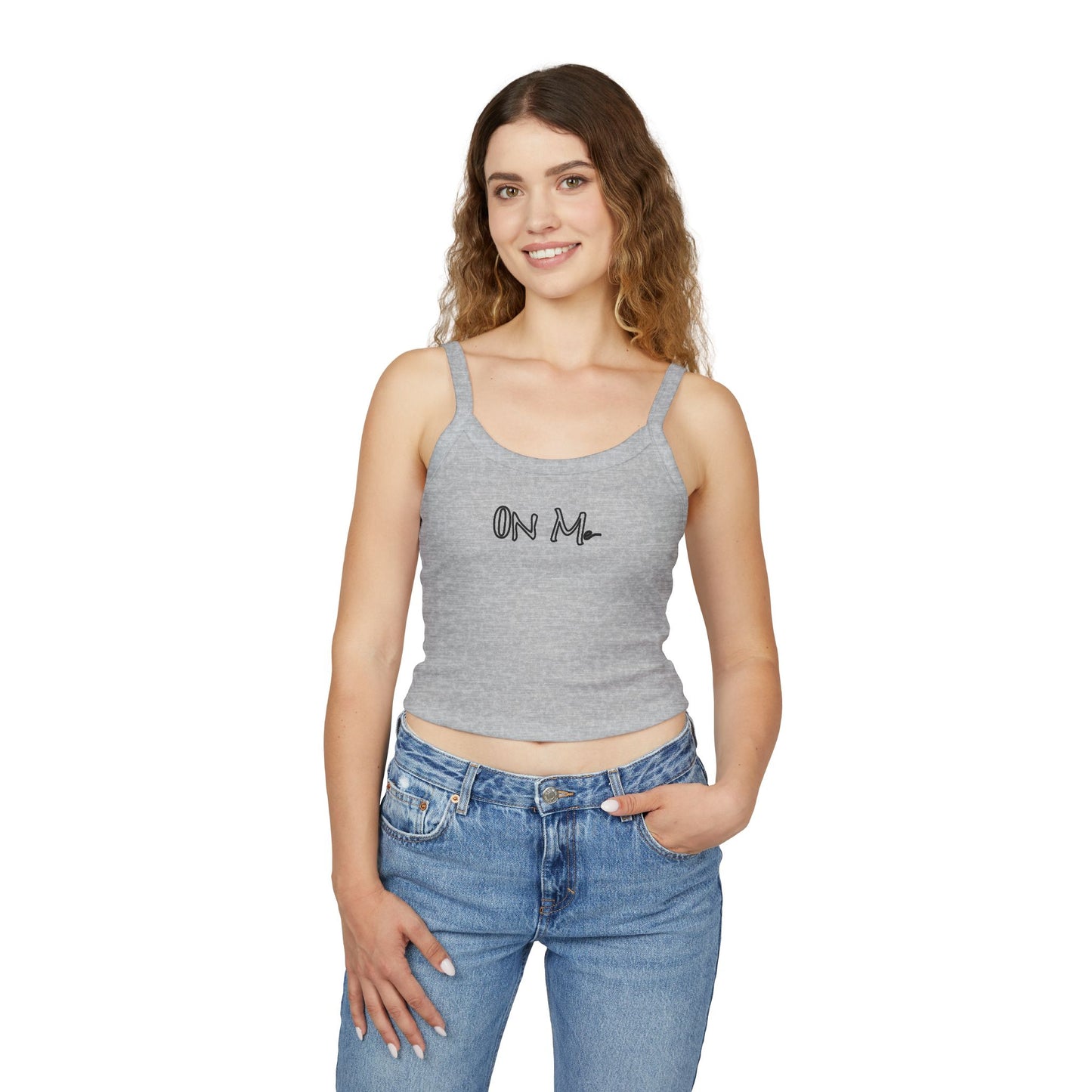 On Me Black Ink - Stylish Women's Spaghetti Strap Tank Top - Perfect for Summer, Casual Wear, Beach Days, Outdoor Events, Layering