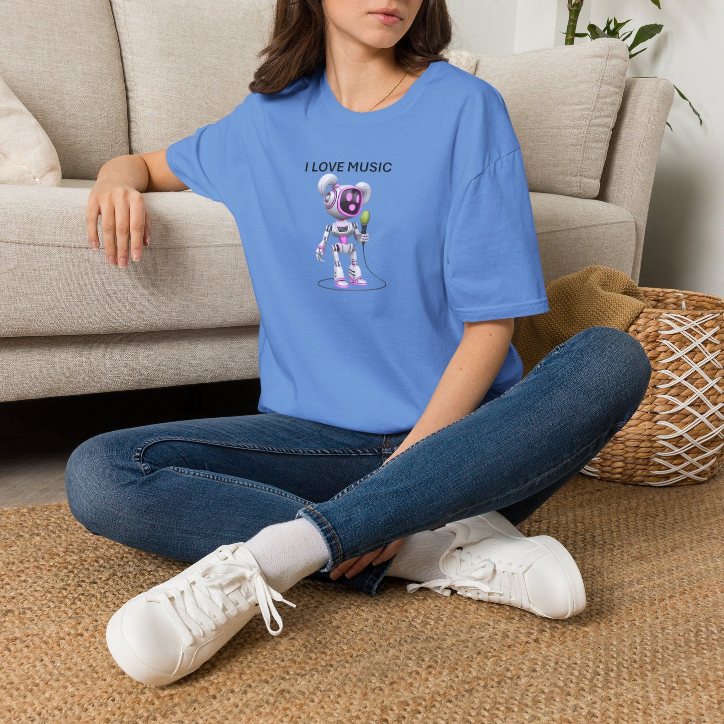 I Love Music Robot Woman - Unisex Soft style T-Shirt