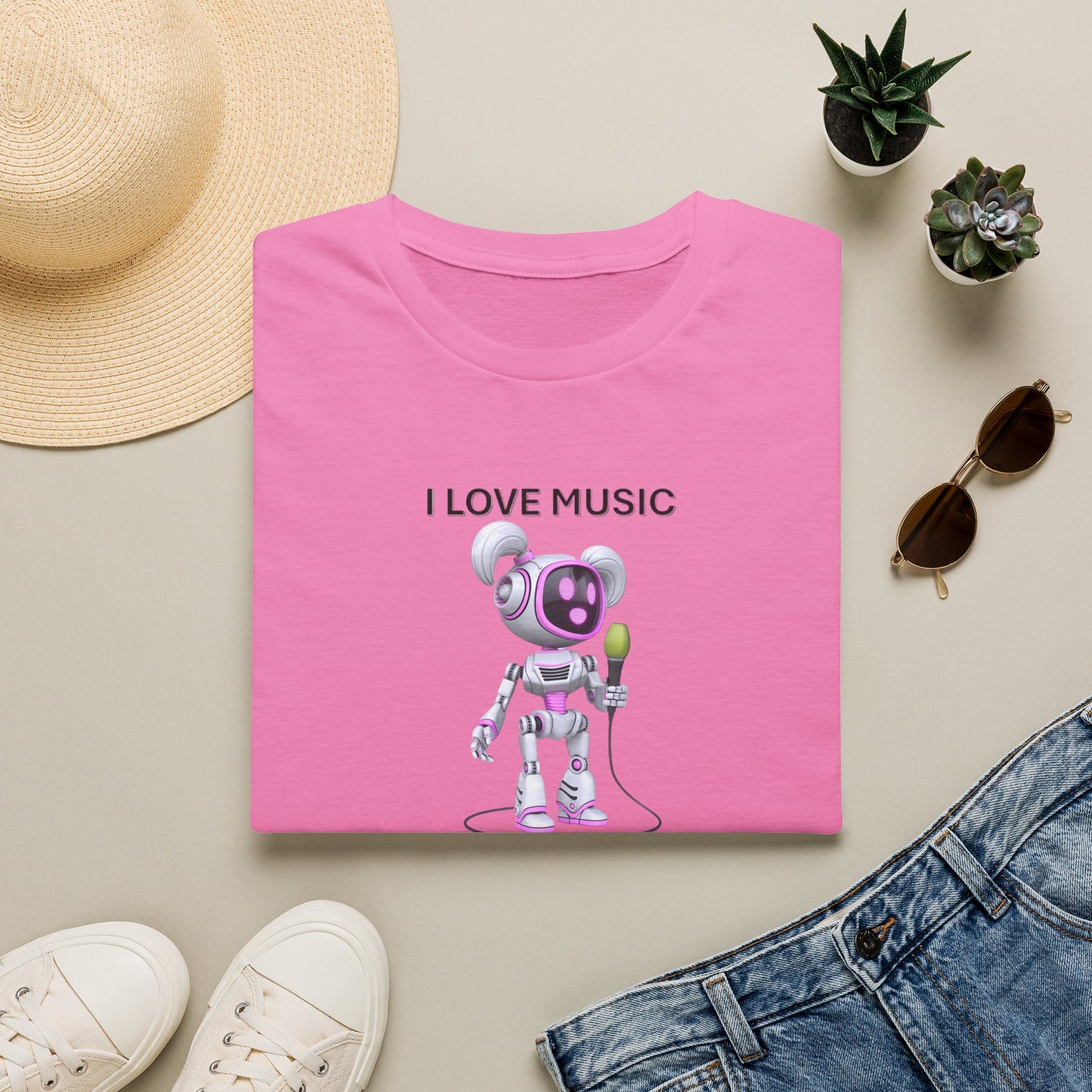 I Love Music Robot Woman - Unisex Soft style T-Shirt