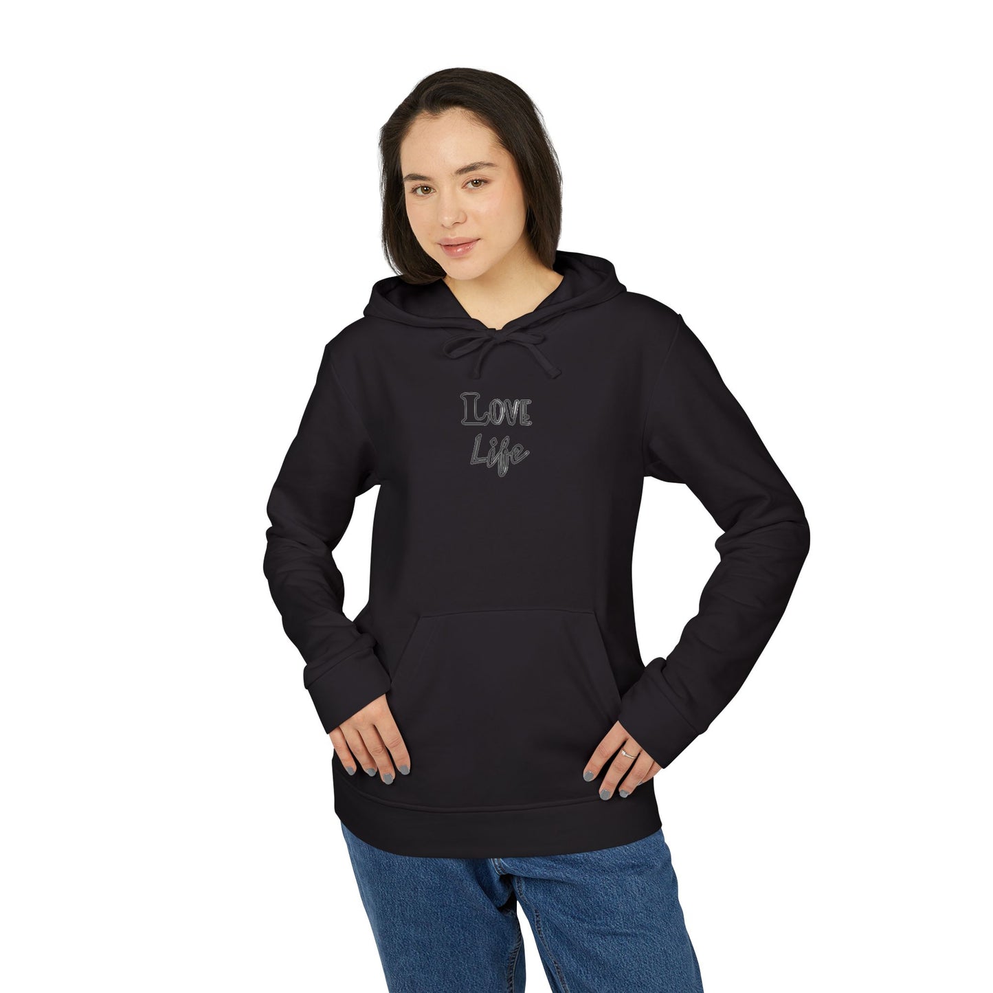 Love Life Plain Adidas Fleece Unisex Sweatshirt Hoodie, Warm Winter Outerwear, Comfy Pullover Jumper, Cozy Sweater Gift