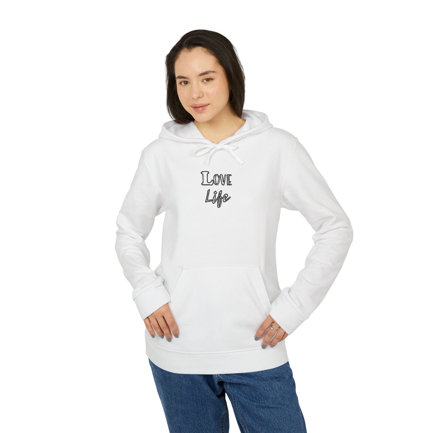 Love Life Plain Adidas Fleece Unisex Sweatshirt Hoodie, Warm Winter Outerwear, Comfy Pullover Jumper, Cozy Sweater Gift