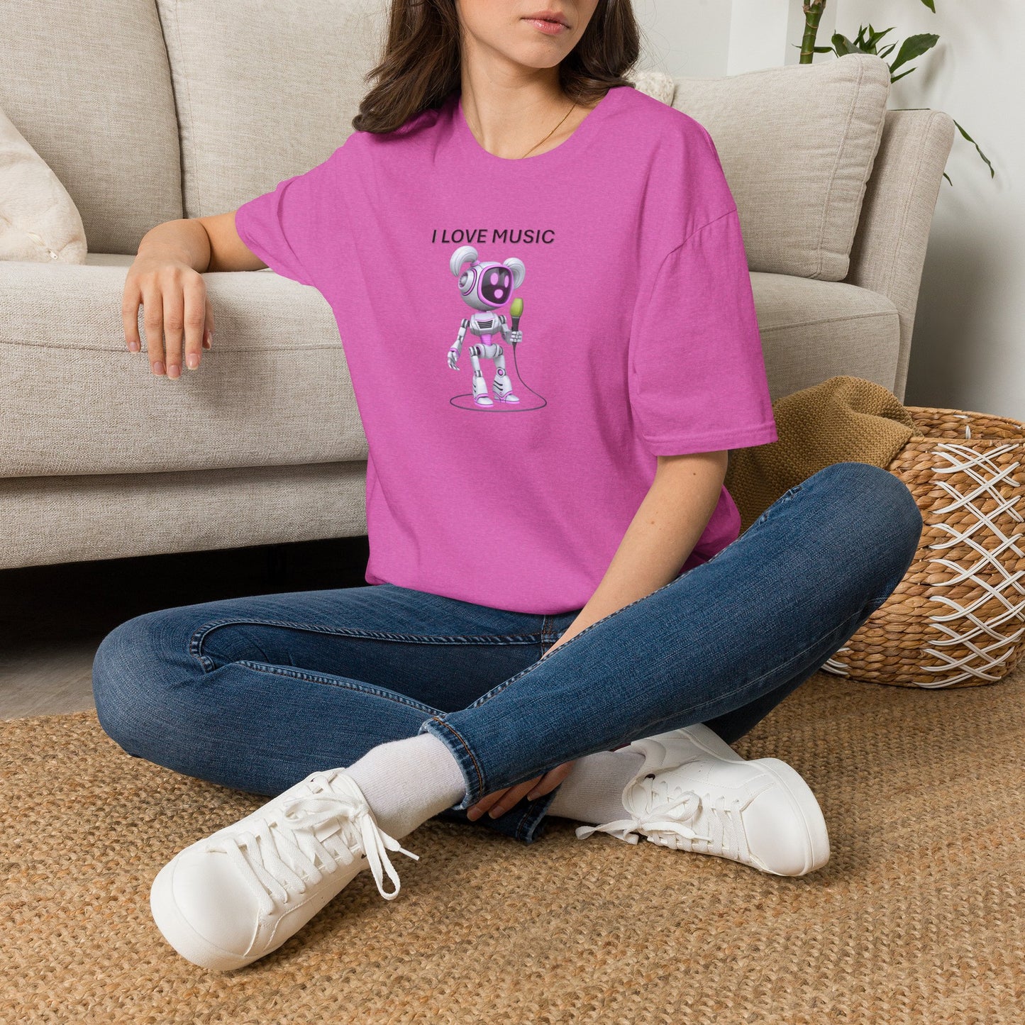 I Love Music Robot Woman - Unisex Soft style T-Shirt