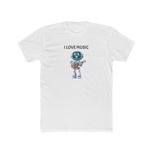 I Love Music Robot Man - Unisex Cotton Crew Tee