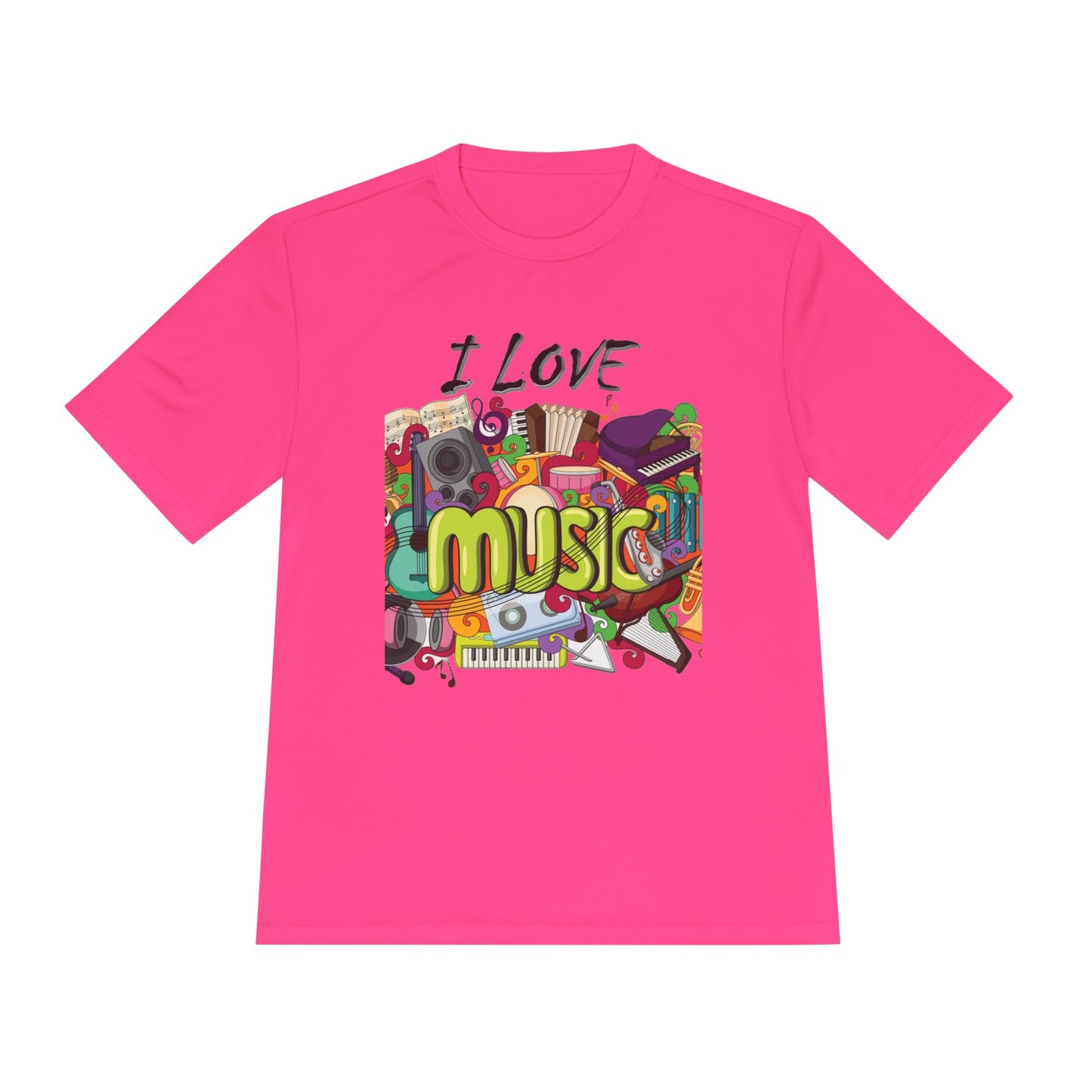 I Love Music- Unisex Moisture Wicking Tee