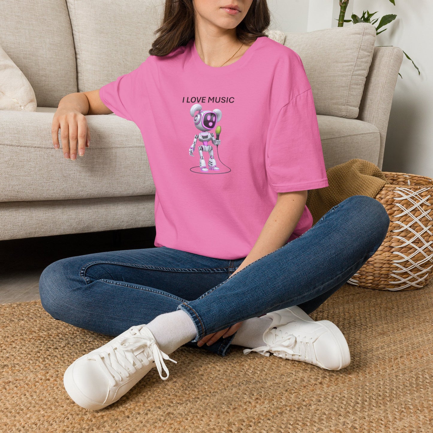 I Love Music Robot Woman - Unisex Soft style T-Shirt