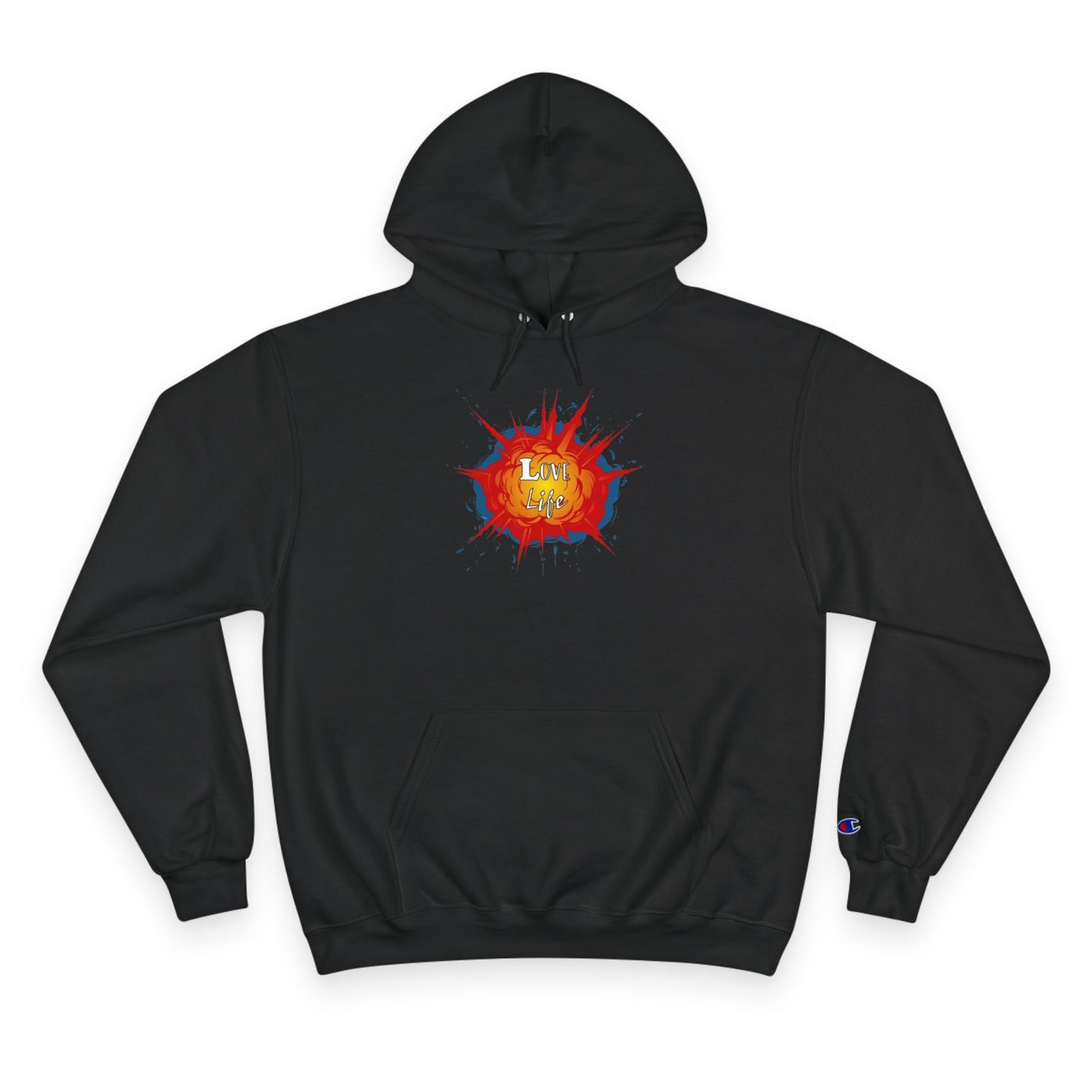 Love Life Explosion Champion Hoodie, Love Life Hoodie, Positive Vibes Sweatshirt, Inspirational Jumper, Motivational Hoodie, Cozy Champion