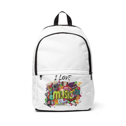 I Love Music - Unisex Fabric Backpack