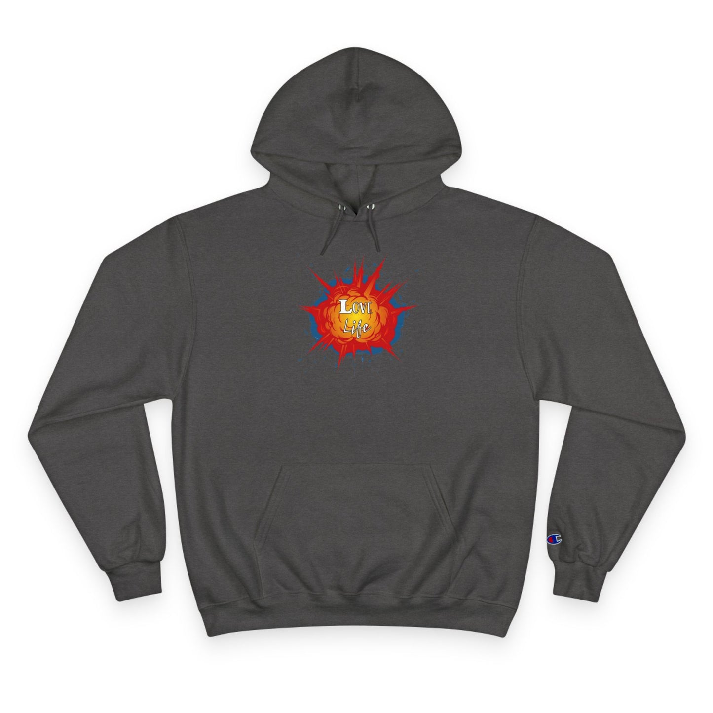 Love Life Explosion Champion Hoodie, Love Life Hoodie, Positive Vibes Sweatshirt, Inspirational Jumper, Motivational Hoodie, Cozy Champion