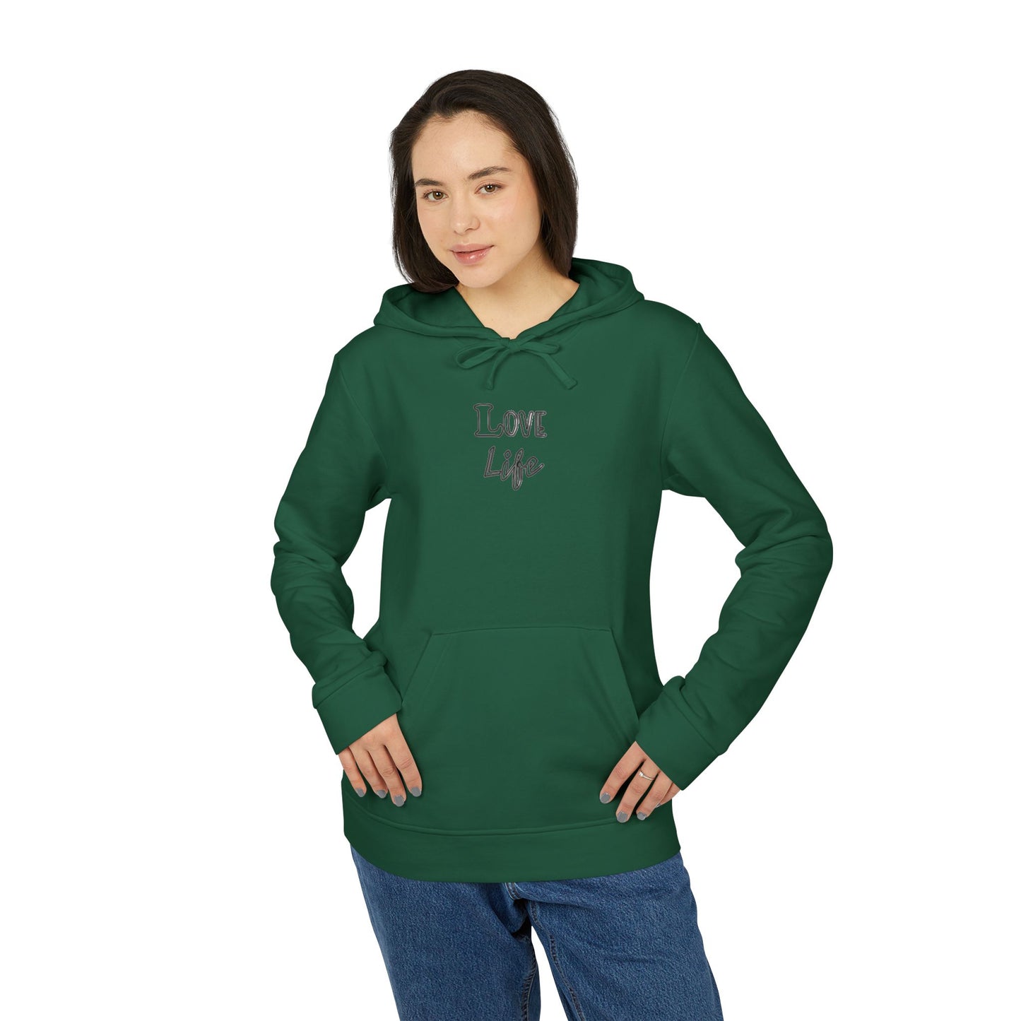 Love Life Plain Adidas Fleece Unisex Sweatshirt Hoodie, Warm Winter Outerwear, Comfy Pullover Jumper, Cozy Sweater Gift