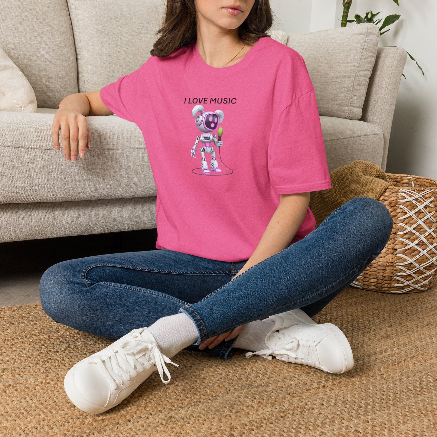 I Love Music Robot Woman - Unisex Soft style T-Shirt