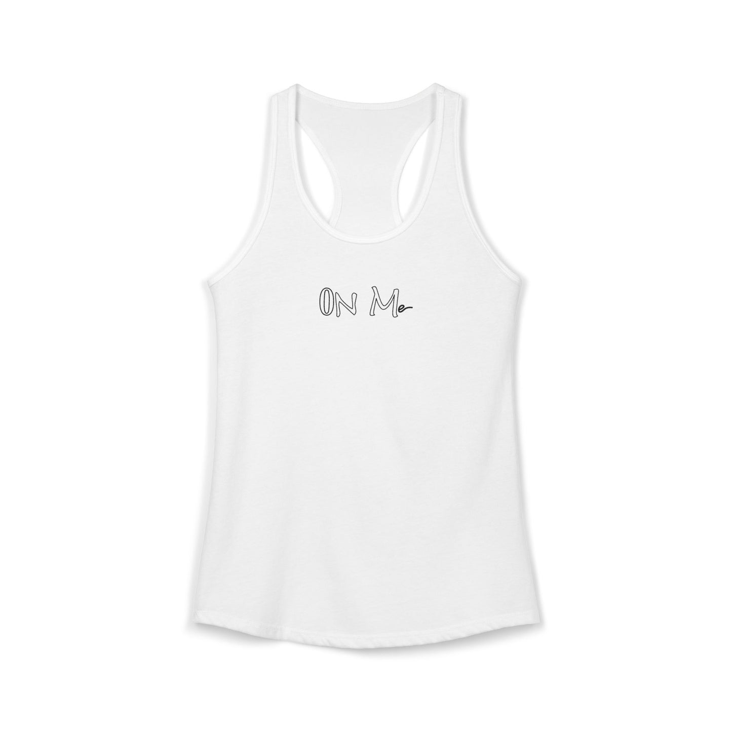 On Me Black Ink - Stylish Women's Racerback Tank Top - Perfect for Gym, Yoga, Running, Casual Wear, and Summer Outings
