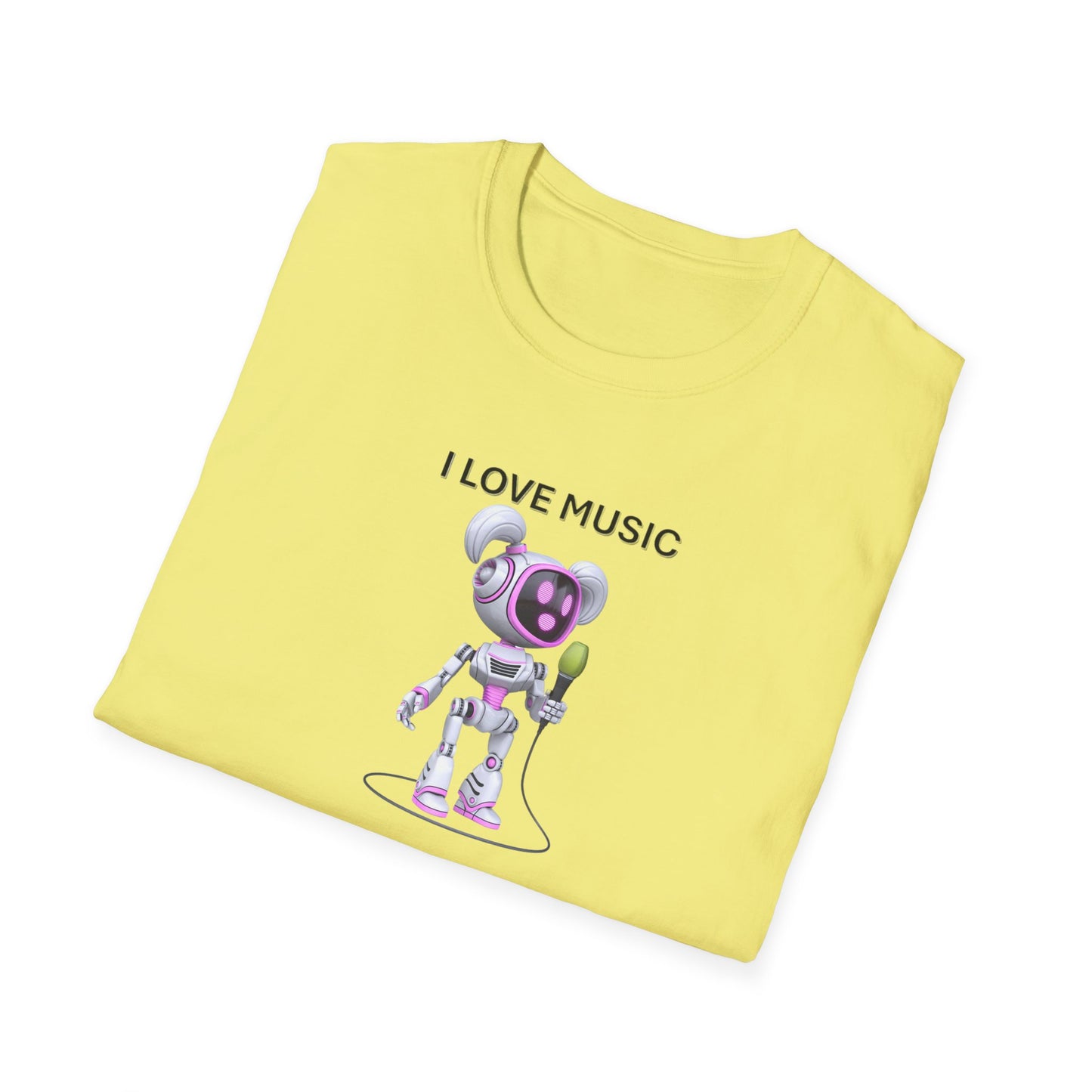 I Love Music Robot Woman - Unisex Soft style T-Shirt