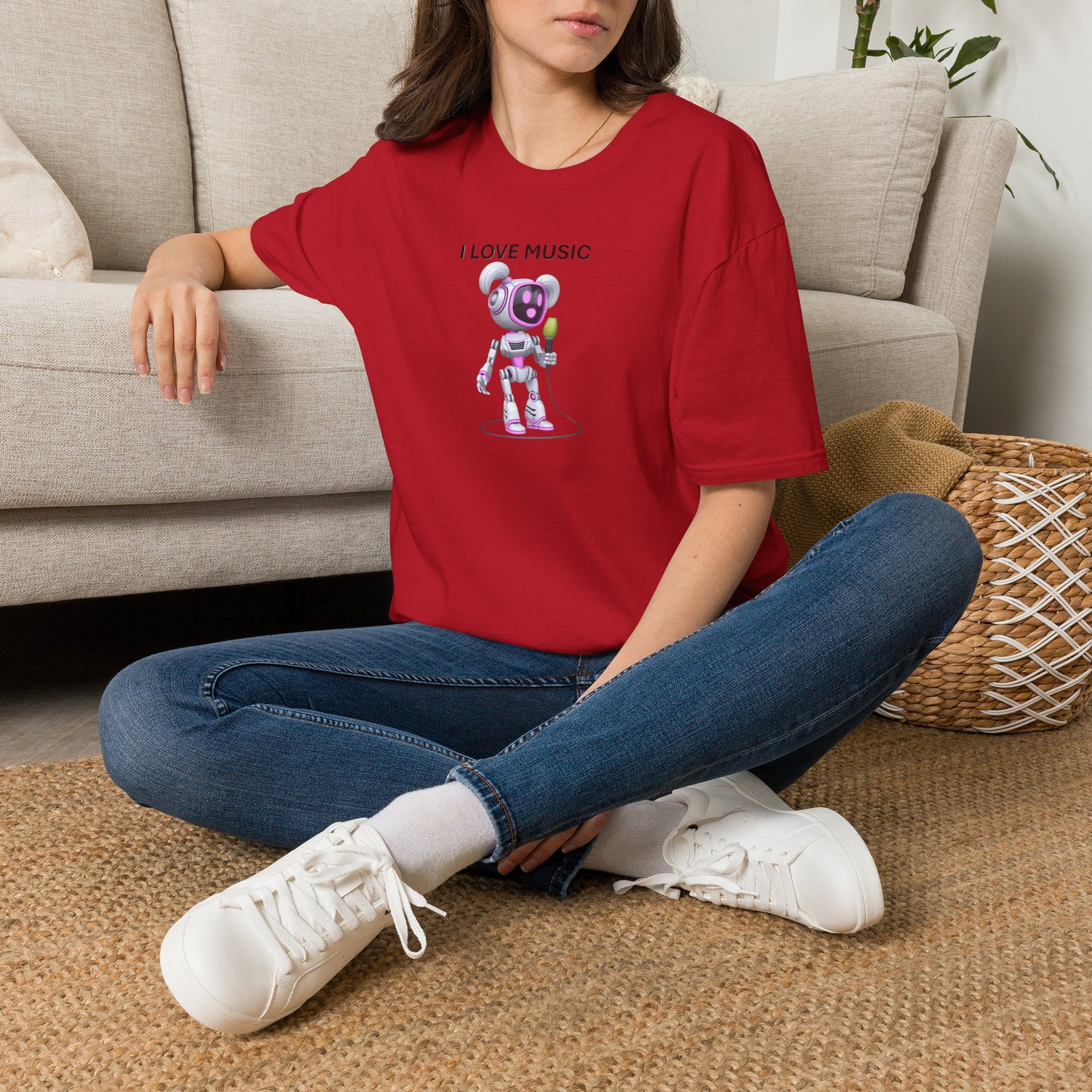 I Love Music Robot Woman - Unisex Soft style T-Shirt
